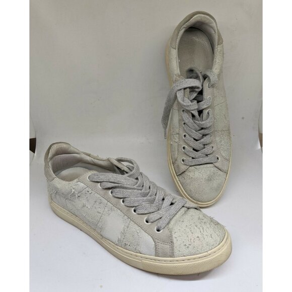 IRO Women’s Basicy Sneakers Distressed Lamb Leather Lace Up Size 37 - Picture 1 of 10